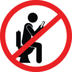 Prohibition icon no mobile phone use in toilet restroom privacy symbol isolated on transparent background