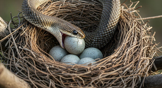 Snake Raids Bird Nest