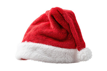 Festive red Santa hat with fluffy white trim, perfect for holiday celebrations and adding cheerful touch to any outfit. This iconic accessory symbolizes joy of season