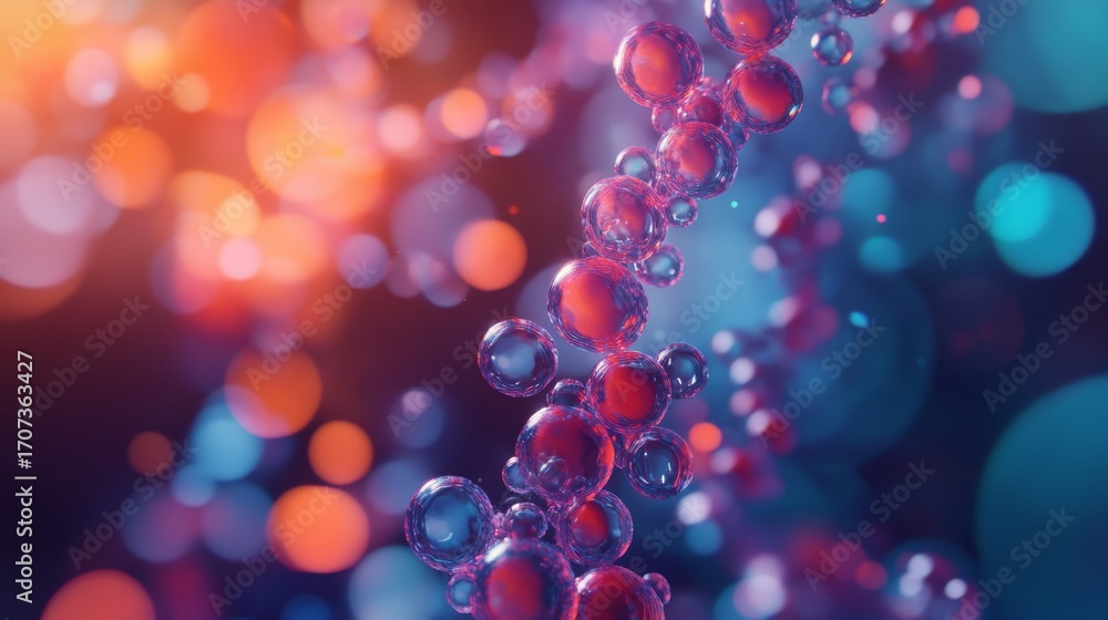 Wall mural vibrant abstract representation of molecular structures. colorful bubbles intertwine with light. a s