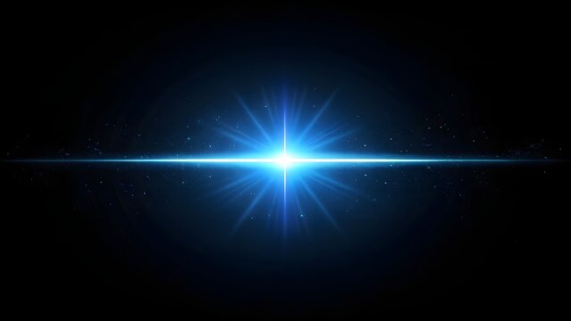 Bright blue starburst lens flare effect on a dark background