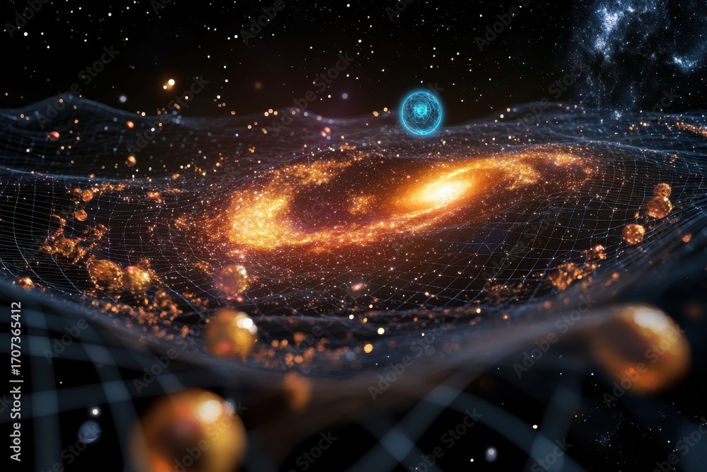 Poster exploring the intricate design of galaxies in a cosmic network