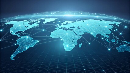 Global Network Connection Digital World Map Internet Technology Communication Data