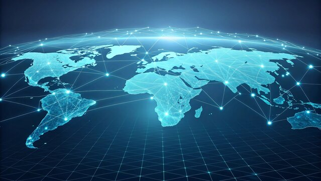 Global Network Connection Digital World Map Internet Technology Communication Data