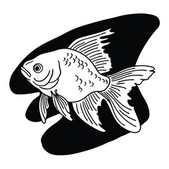 Detailed goldfish drawing black and white aquatic pet illustration fish art animal design vector image style art | editable eps