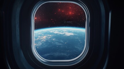 A breathtaking view of Earth from a spaceship window. Cosmic wonders surround the planet. This image captures the essence of space exploration and wonder. Generative AI