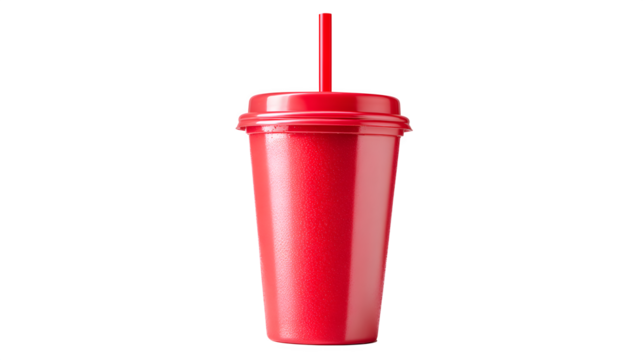 Red Smoothie Cup with Straw, isolated on transparent background