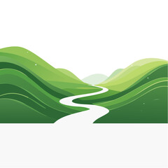 Obraz premium Green landscape featuring rolling grassy hills and a winding path