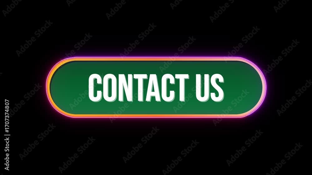 Aufkleber contact us, button click animation with computer mouse cursor and luxury neon glow colorful border o