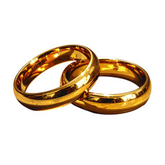  Two golden wedding rings cut out. Based on Generative AI