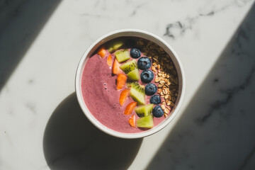 Photograph of a Vibrant Smoothie Bowl with Fresh Fruits