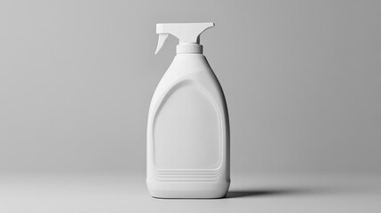 A white plastic bottle holds laundry detergent, cleaner, bleach, or fabric softener.  It's part of a packaging design.
