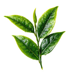 Close-up of fresh green tea leaves