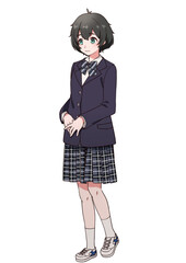 制服を着た臆病そうな黒髪の女の子
