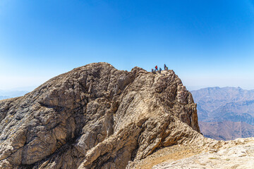 The scenic view of Reşko summit in the Sat (Cilo) mountains, Serpel and Horgedim plateau with its glaciers and glacier rivers in Hakkari, Turkey.