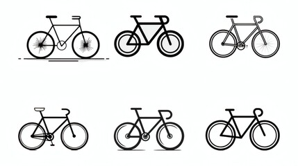 Minimalistic Bicycle Illustrations in Black and White Style
