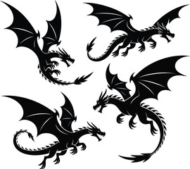 Dragons silhouette premium vector bundle