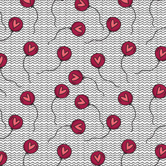 The Cute Pink Heart Balloon Flying Seamless Pattern

