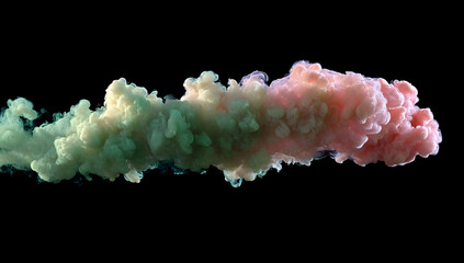A mesmerizing blend of colorful smoke swirling gracefully against a dark background, creating an enchanting visual effect.