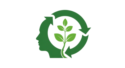 Sustainable Thinking and Environmental Awareness Green Mind Growing Plant and Recycling Symbol