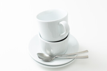 空のコーヒーカップ　白バック