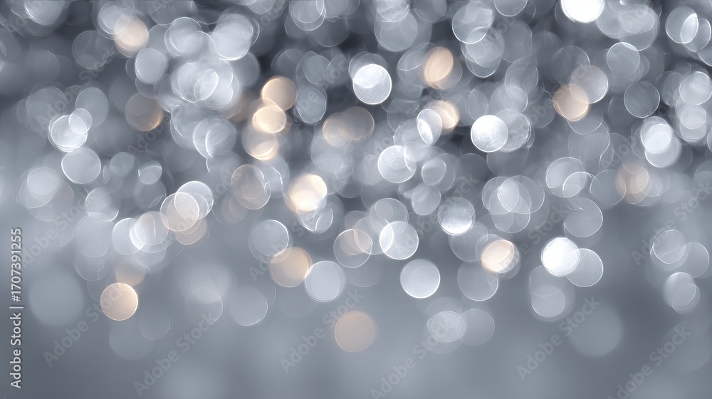 Poster dreamy silver bokeh background with large soft glowing light orbs white on grey festive defocused ab