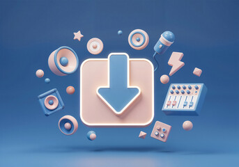 upload and download media content minimalist icon . Generative AI