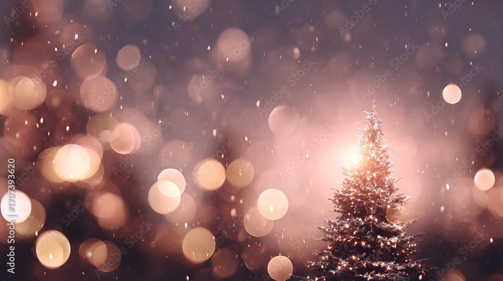 Poster abstract christmas dreamy festive bokeh with large soft glowing light orbs on a fully blurred backgr