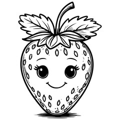 Obraz premium Cute smiling strawberry fruit character