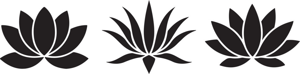 Floral Trio Silhouette: A meticulously crafted and beautifully composed silhouette, featuring three distinct floral forms. Each evokes an aura of serenity and grace.