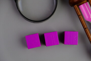 blank wooden blocks next to school tools with no word as a template for text space concept. business and education concept