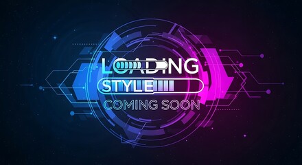 Futuristic Loading Style Coming Soon Neon.