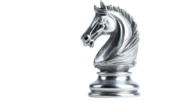 Silver Knight Chess Piece, isolated on transparent background