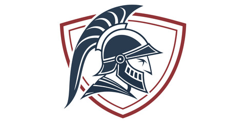 Bold Spartan helmet emblem representing strength and protection for team sports or corporate branding