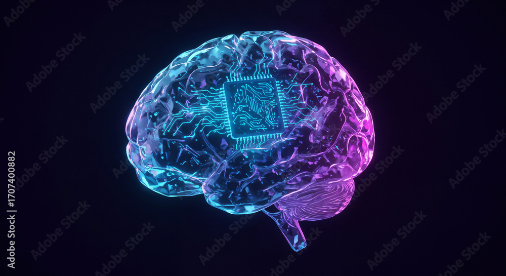 Aufkleber artificial intelligence brain futuristic abstraction . generative ai
