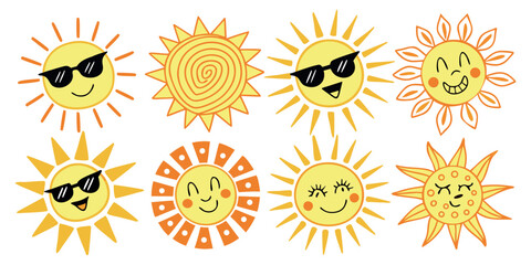 Collection of smiling sun illustrations