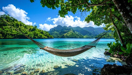 Tropical beach hammock scene (1)