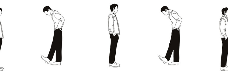 Hand-drawn doodle man border. Outline people clipart. Hand-drawn black art.