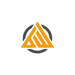 BW logo monogram with triangle shape and circle 