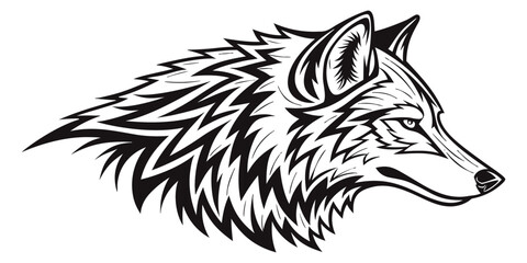 Bold wolf head illustration perfect for logos, tattoos, apparel, and design projects, showcasing strength and wild spirit
