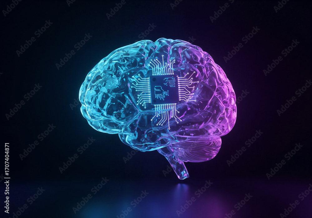 Aufkleber artificial intelligence brain futuristic abstraction. generative ai