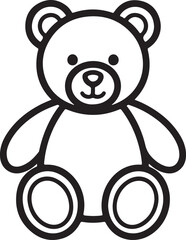 Simple line drawing of a cute teddy bear sitting adorably ideal for children's art projects