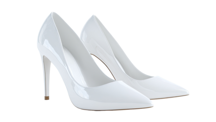 White high heels, pointed toe