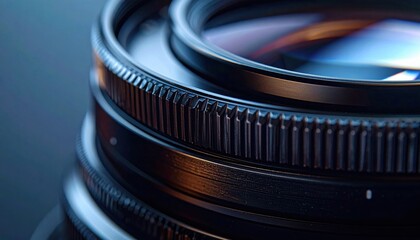 Fresnel lens rings with controlled reflections and left margin copy space clean optical background