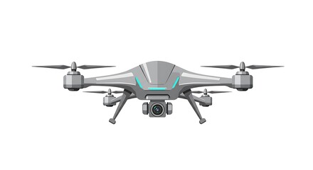Fototapeta premium Modern Grey Drone with Camera with Isolated on White Background for Tech Concepts.