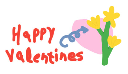 happy valentine's day handwritten with heart 