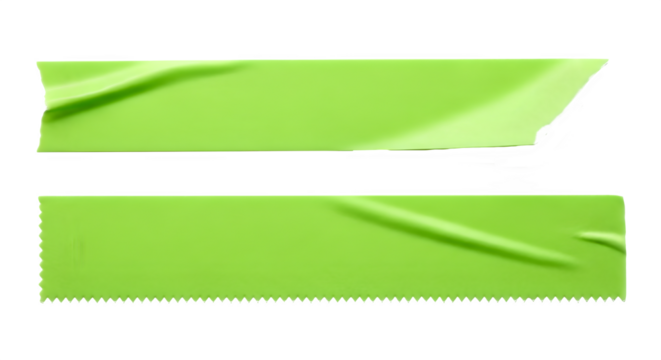 Neon green adhesive tape strips torn and jagged edges isolated on isolated on transparent background - Powered by Adobe