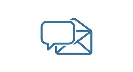 Blue email symbol with speech bubble offering correspondence interaction