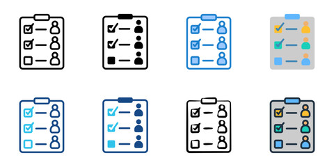 Attendance roll icon set multiple style collection 
