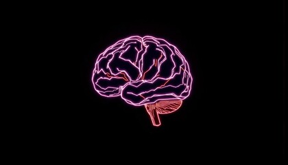 Digital brain outline neon circuit minimal